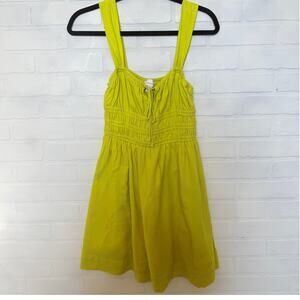 Topshop Women's Bright Green Yellow Ruched Above Knee Dress sz 4